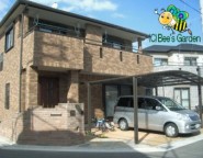 加古川市新築外構　樹脂舗装と洋石貼りのアプローチ