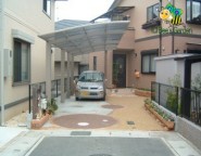 姫路市新築外構　進入路のある敷地の外構