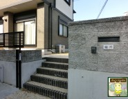 姫路市｜外構ガーデン　階段リメイクも含めた洋石貼りと樹脂舗装のアプローチ