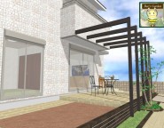 プラスGをワンポイントに遊び心満載の塗り壁門柱。シンプルなお家の新築外構