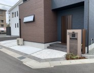 姫路市新築外構･お家のテイストに合わせた門柱のあるシンプルな外構