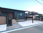 高砂市新築外構工事|建て替えにより高低差があり深基礎になっているお家の新築外構